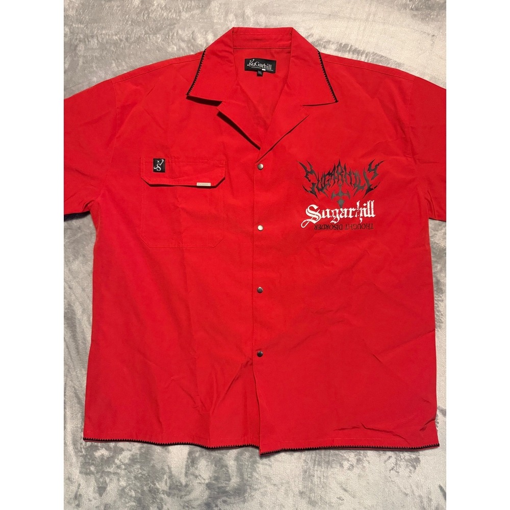 Sugarhill Button Up Shirt Men 3XL Red Thought Disorder Something Sinister